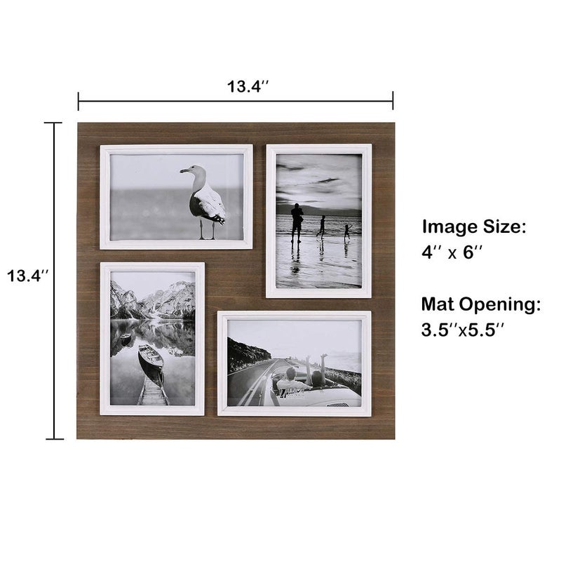 UMICAL 4x6 Picture Frames 4-Opening Solid Wood Collage Picture Frames Vintage Style Distressed Photo Frames with Real Glass for Table Top Stand or Wall Hanging - Image 4